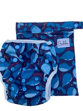 Load image into Gallery viewer, Blue Whale Pod Swim Nappy & Wet Bag Set