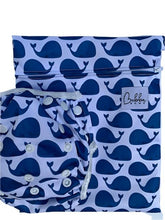 Load image into Gallery viewer, Blue Whales Swim Nappy & Wet Bag Set