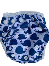 Load image into Gallery viewer, Blue Whales Swim Nappy & Wet Bag Set