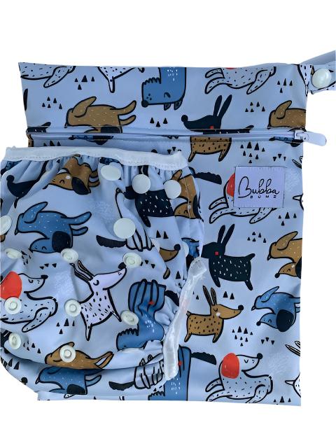 Dogs Swim Nappy & Wet Bag Set