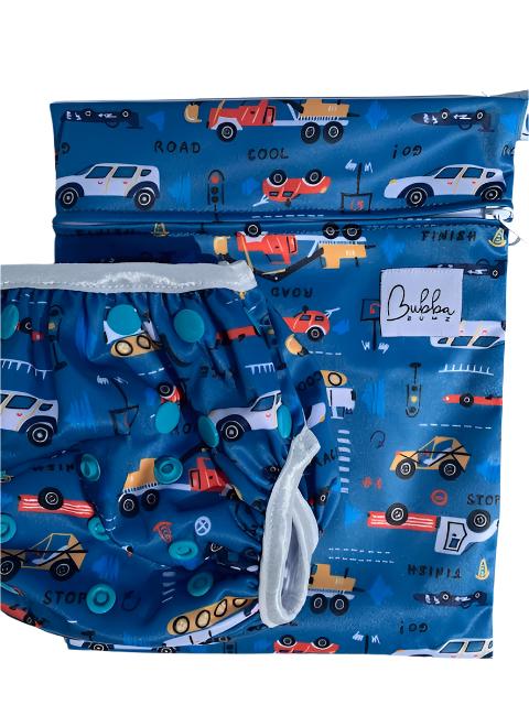 Road Zone Swim Nappy & Wet Bag Set