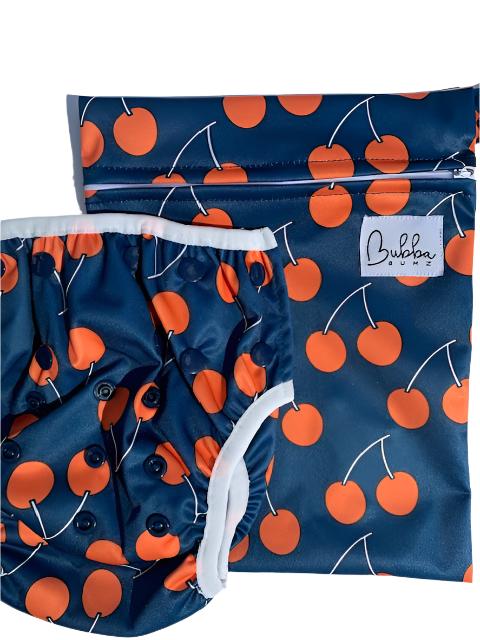 Cherries Swim Nappy & Wet Bag Set