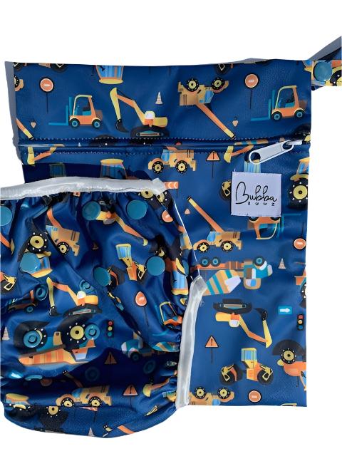 Construction Zone Swim Nappy & Wet Bag Set