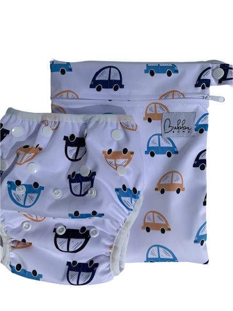 Broom! Broom! Swim Nappy & Wet Bag Set