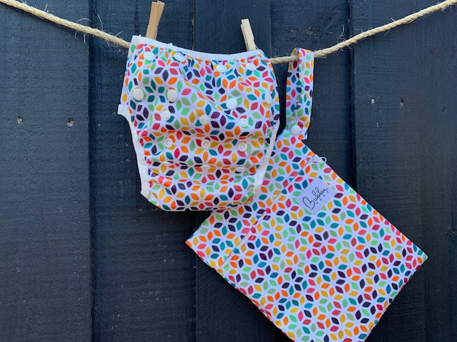 Kaleidoscope Swim Nappy and Wet Bag Set
