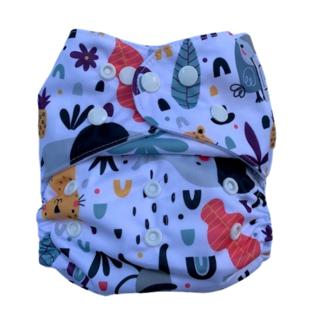 One Size Fits Most Cloth Nappy - Jungle Animals